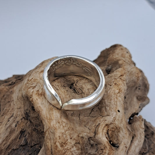Lilac Time 1957, Size 13, Vintage Silverware Ring, Spoon Ring
