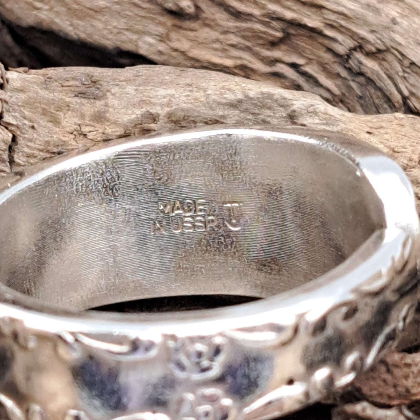 Made in USSR, Size 11, Vintage Silverware Ring, Spoon Ring