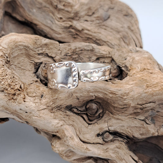 Made in USSR, Size 13, Vintage Silverware Ring, Spoon Ring