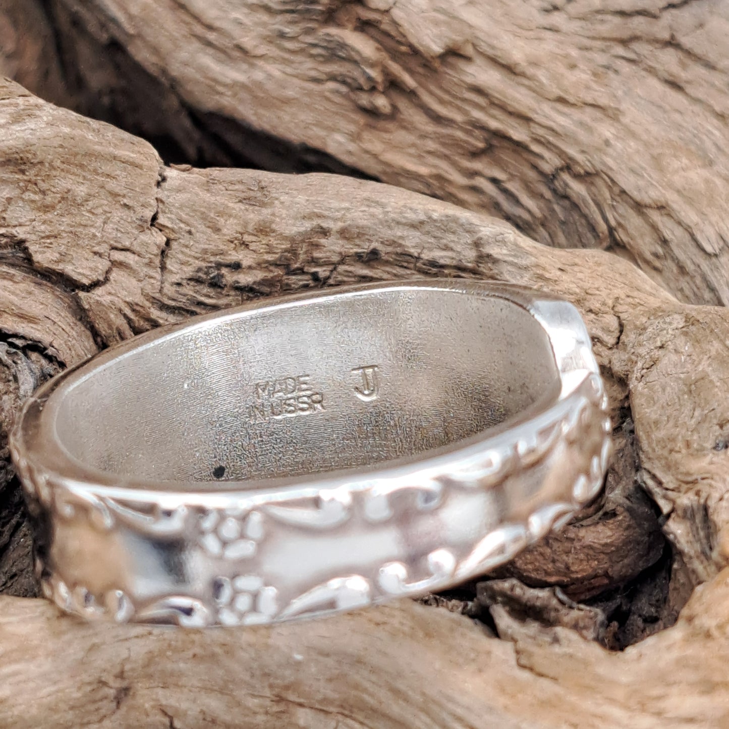 Made in USSR, Size 13, Vintage Silverware Ring, Spoon Ring