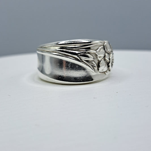 Daffodil 1950, Size 12.25, Vintage Silverware Ring, Spoon Ring
