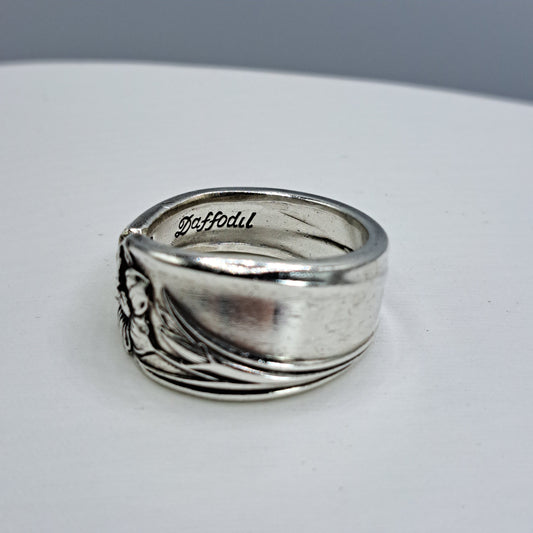 Daffodil 1950, Size 12.75, Vintage Silverware Ring, Spoon Ring