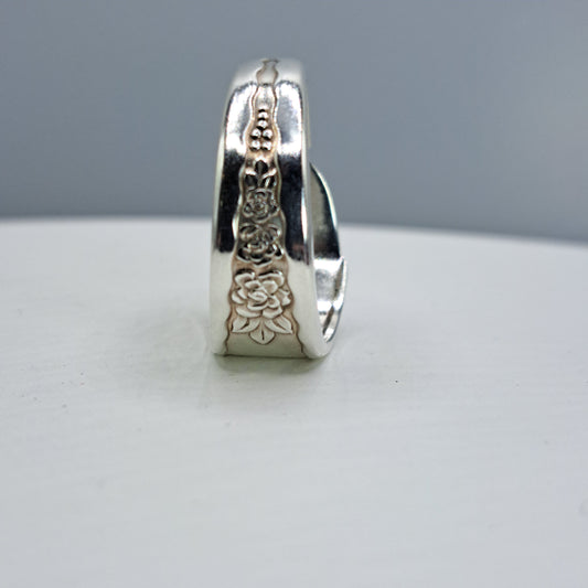 Gardenia 1941, Size 11.5, Vintage Silverware Ring, Spoon Ring