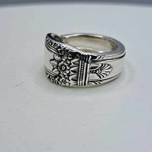 First Love 1937, Size 8.5, Vintage Silverware Ring, Spoon Ring