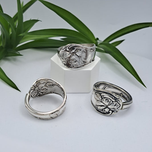 Glenwood Silverplate 1910, Multiple Sizes, Vintage Silverware Rings, Spoon Rings