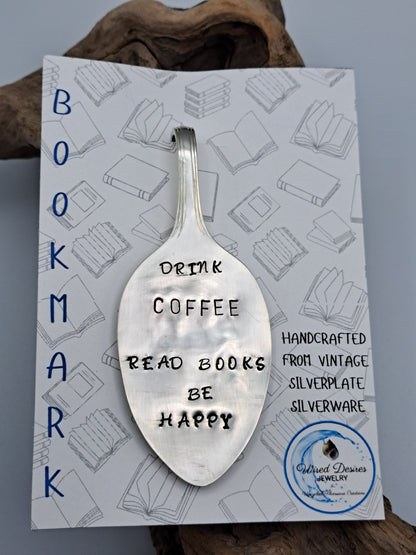 Handmade Vintage Spoon Bookmarks with hand-stamped expressions 