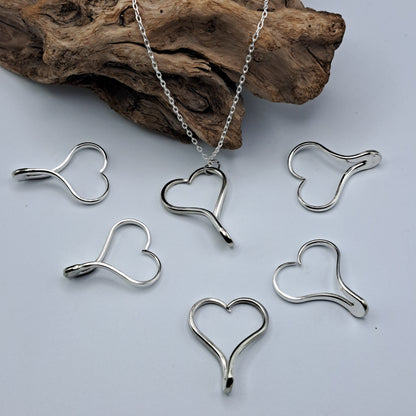 Handmade vintage heart silverware necklace made from silverplated fork tines