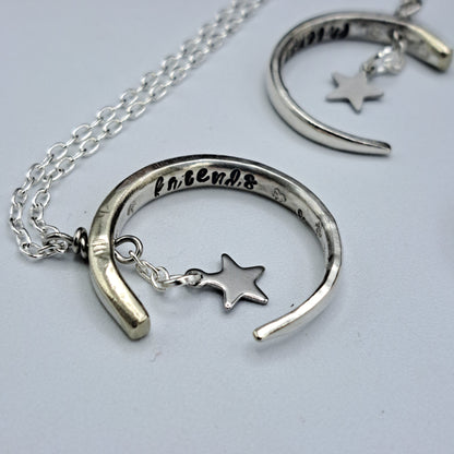 Friends Fork Tine Crescent Moon necklace/keychain