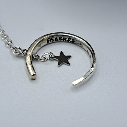 Friends Fork Tine Crescent Moon necklace/keychain