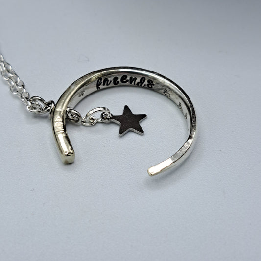 Friends Fork Tine Crescent Moon necklace/keychain