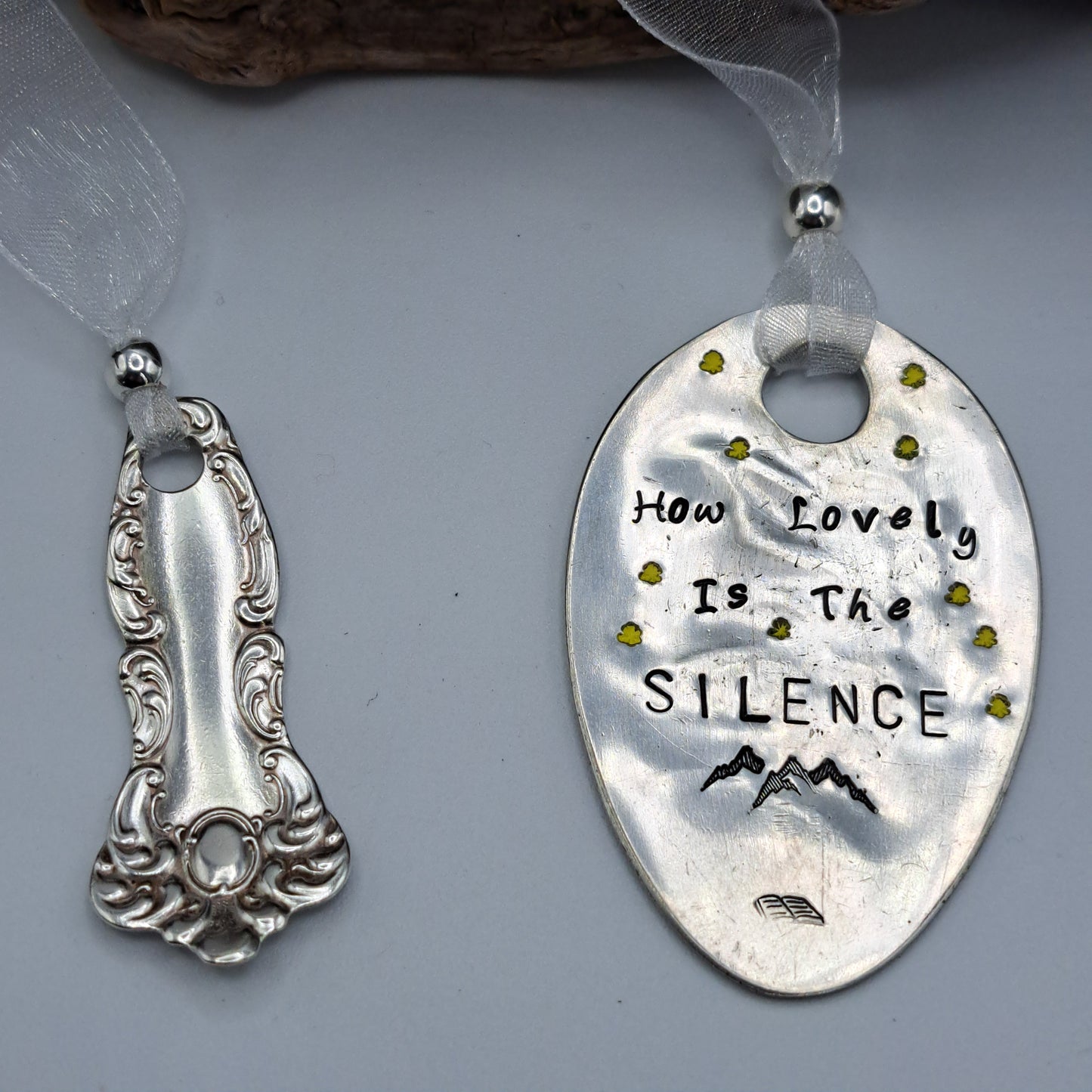 Handmade Vintage Spoon Bookmarks with hand-stamped expressions 