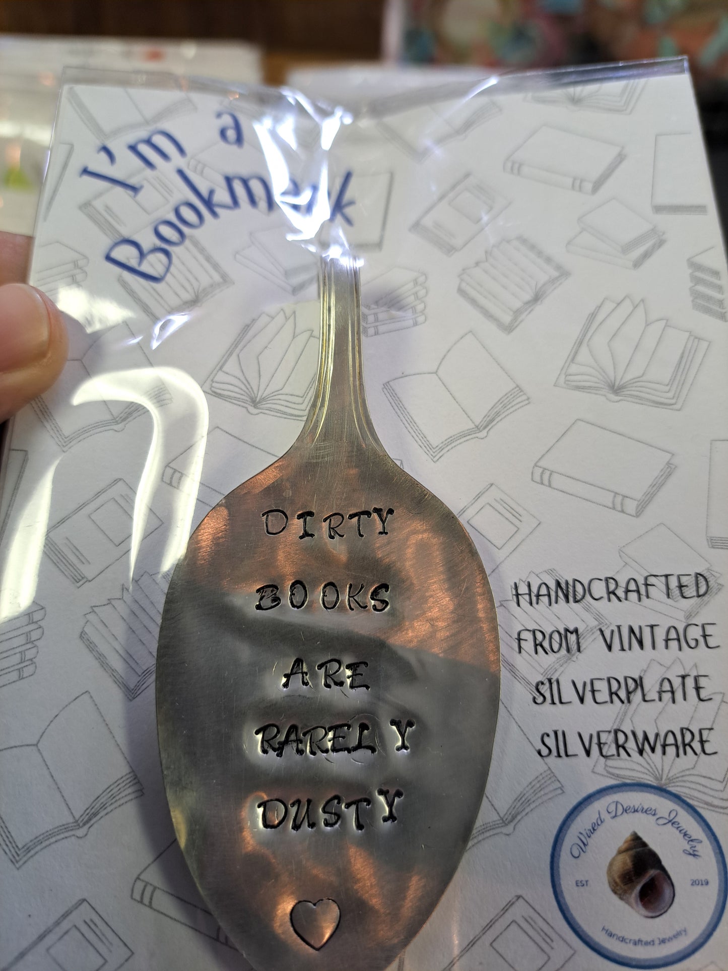 Handmade Vintage Spoon Bookmarks with hand-stamped expressions 