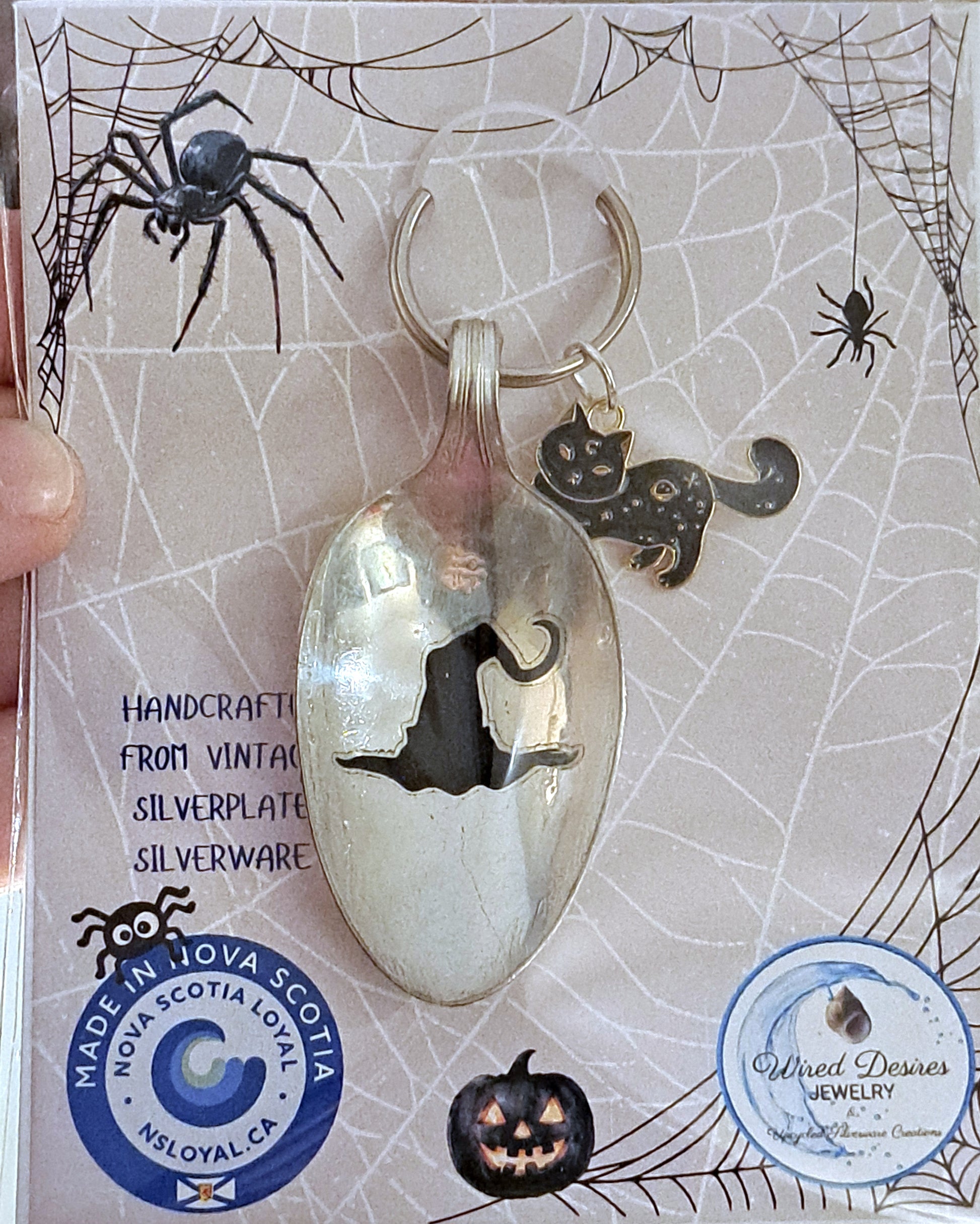 Halloween Vintage Spoon Keychain with Halloween motif and charm. 
