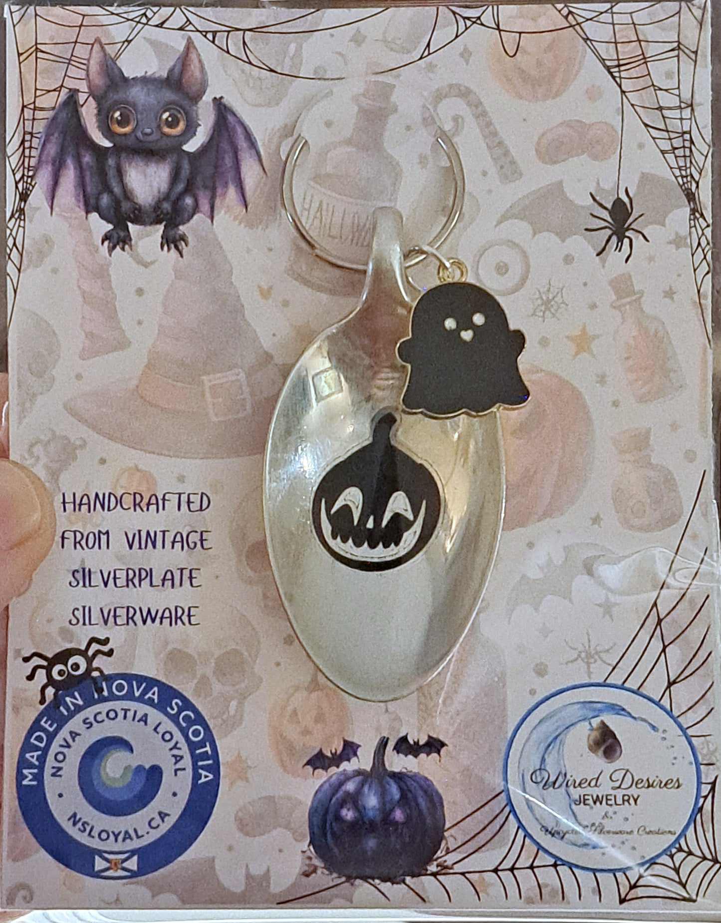 Halloween Vintage Spoon Keychain with Halloween motif and charm. 
