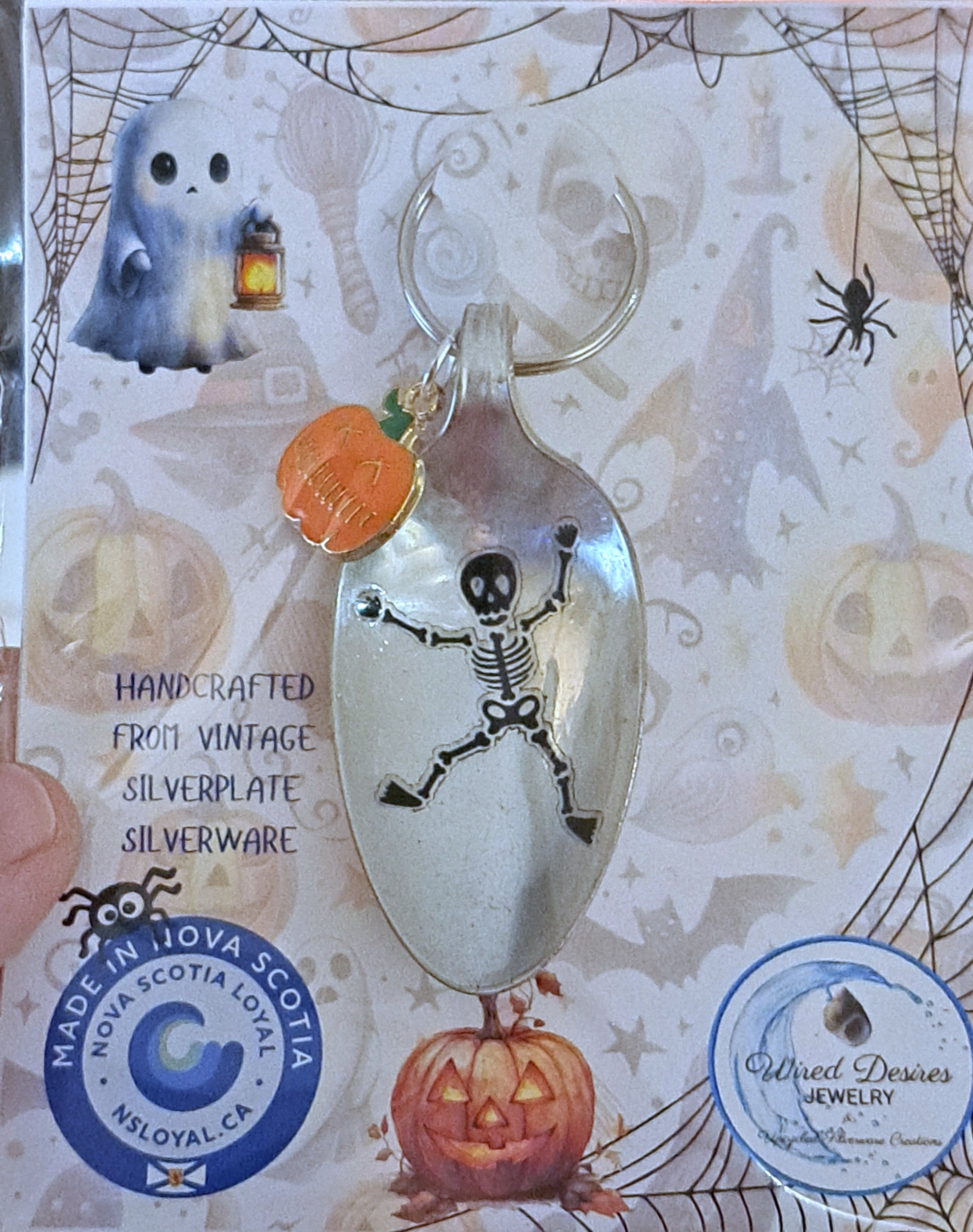 Halloween Vintage Spoon Keychain with Halloween motif and charm. 