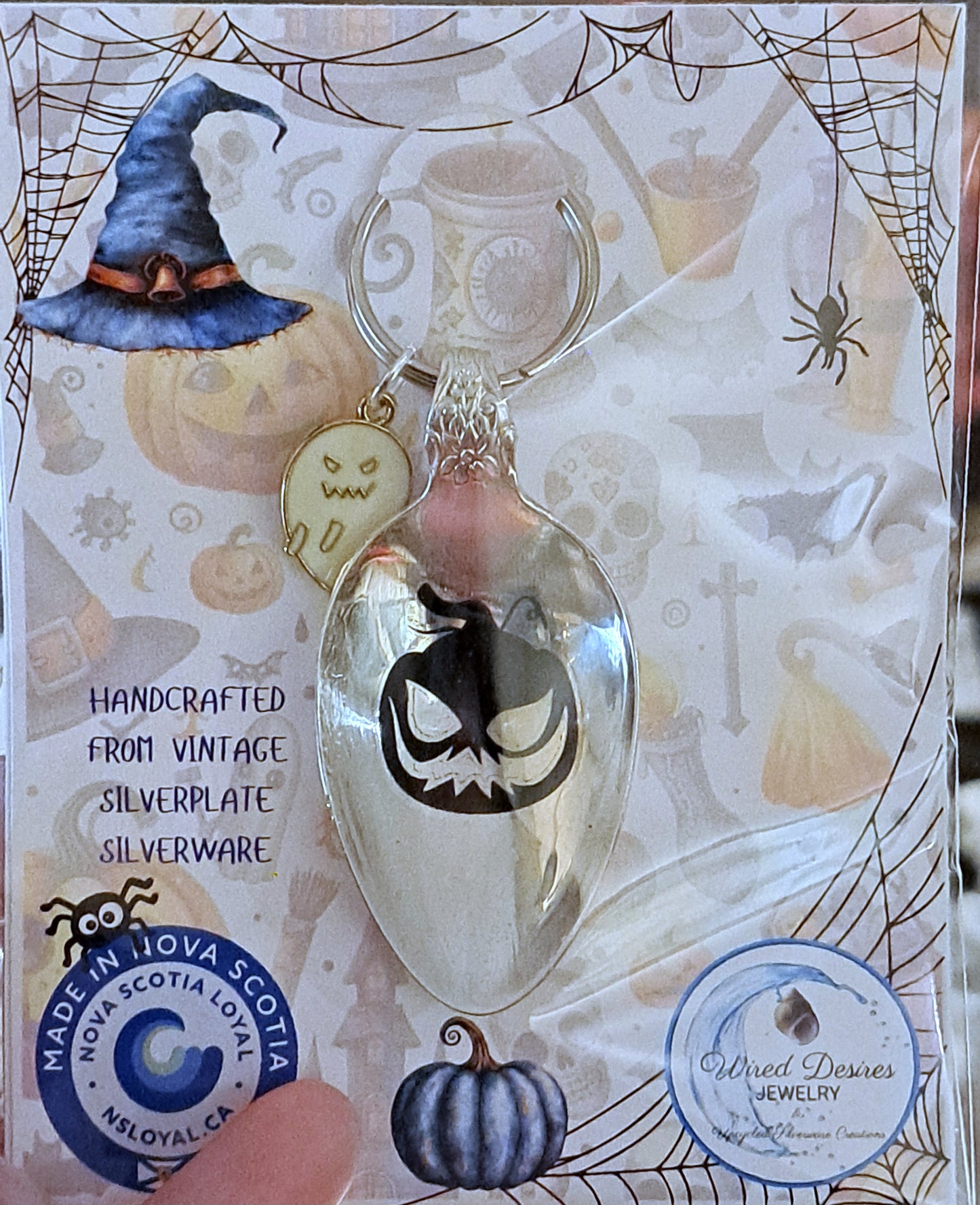 Halloween Vintage Spoon Keychain with Halloween motif and charm. 