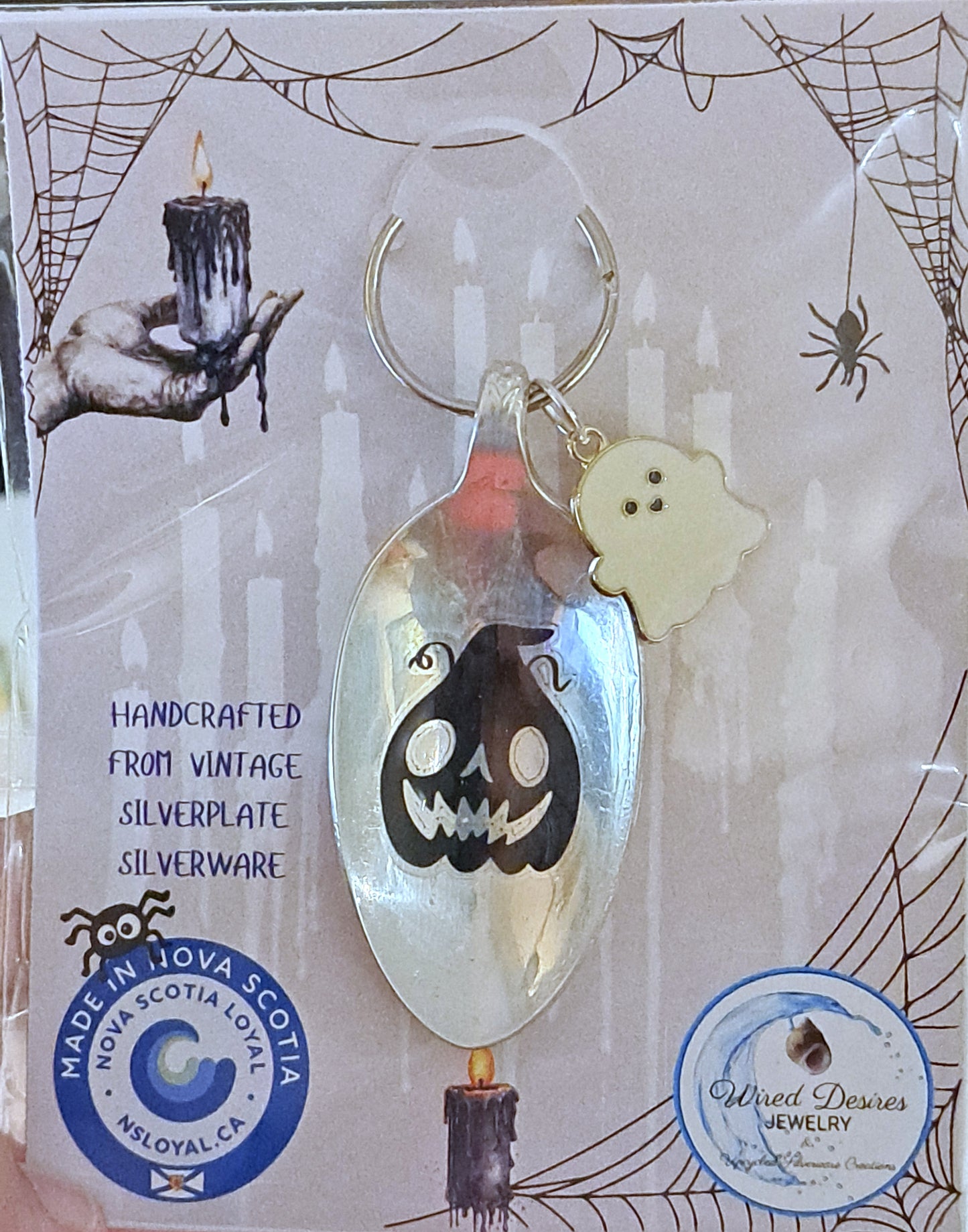 Halloween Vintage Spoon Keychain with Halloween motif and charm. 