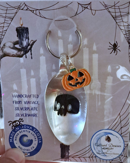 Halloween Vintage Spoon Keychain with Halloween motif and charm. 