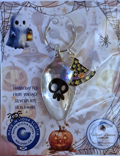 Halloween Vintage Spoon Keychain with Halloween motif and charm. 