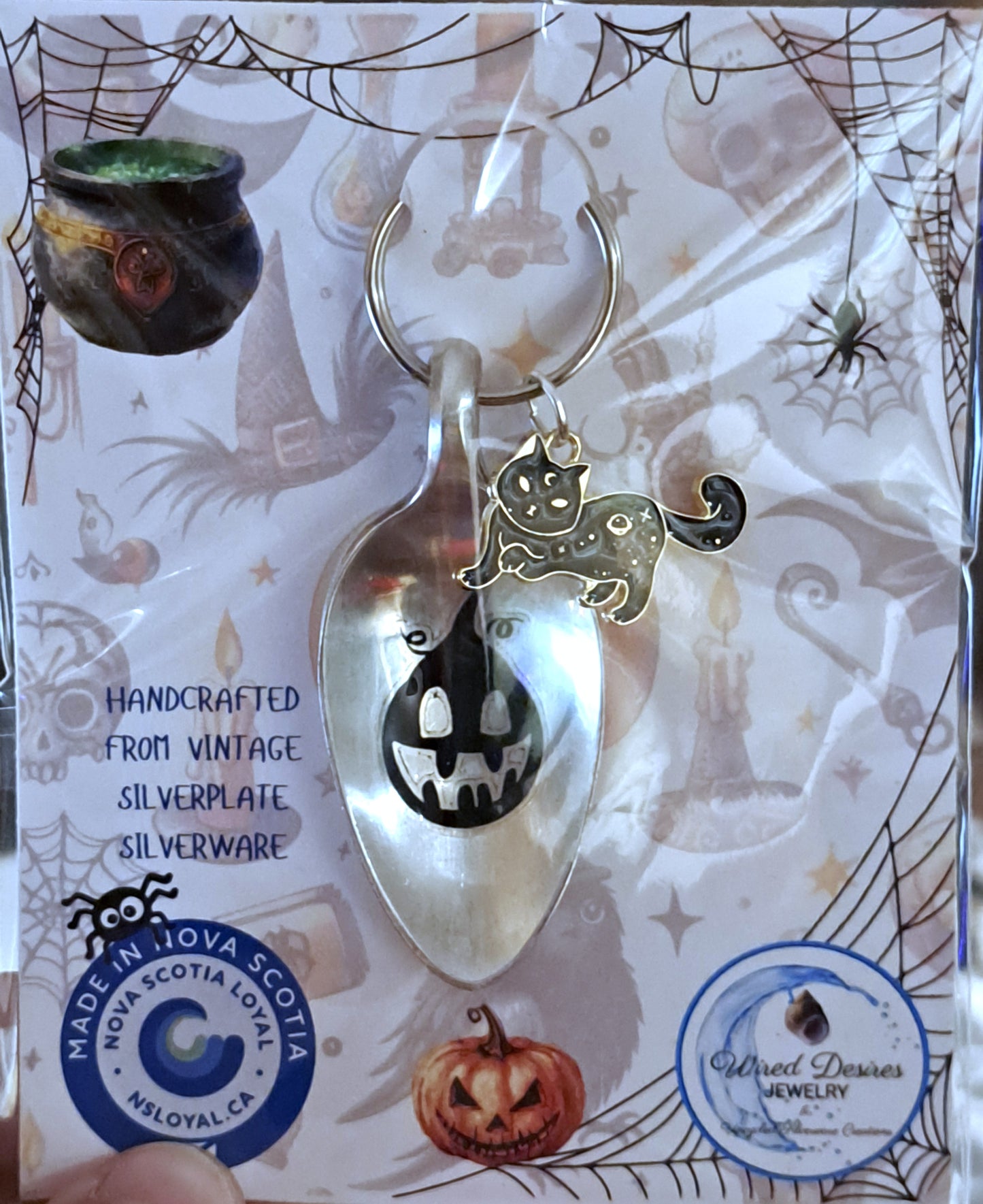 Halloween Vintage Spoon Keychain with Halloween motif and charm. 