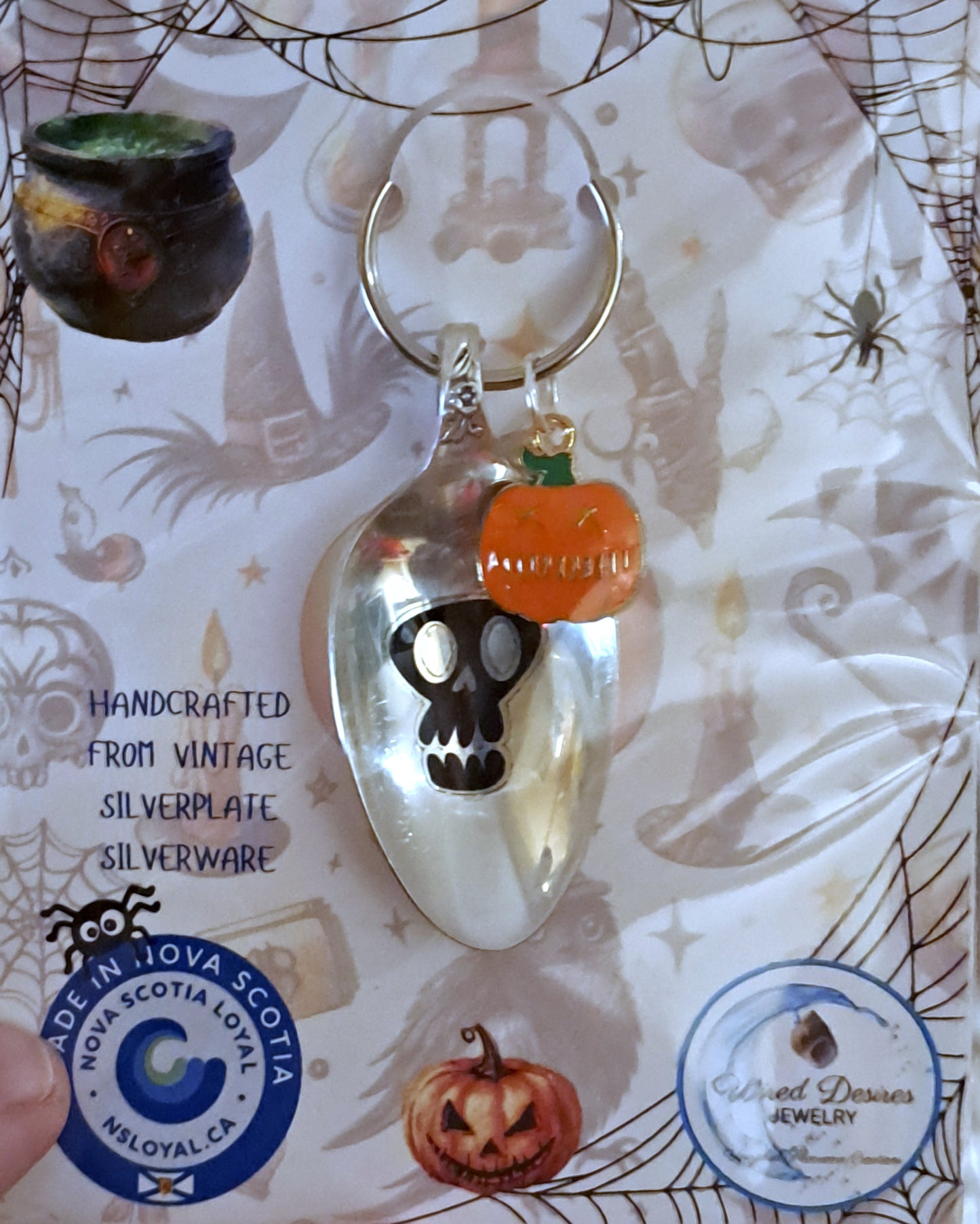 Halloween Vintage Spoon Keychain with Halloween motif and charm. 