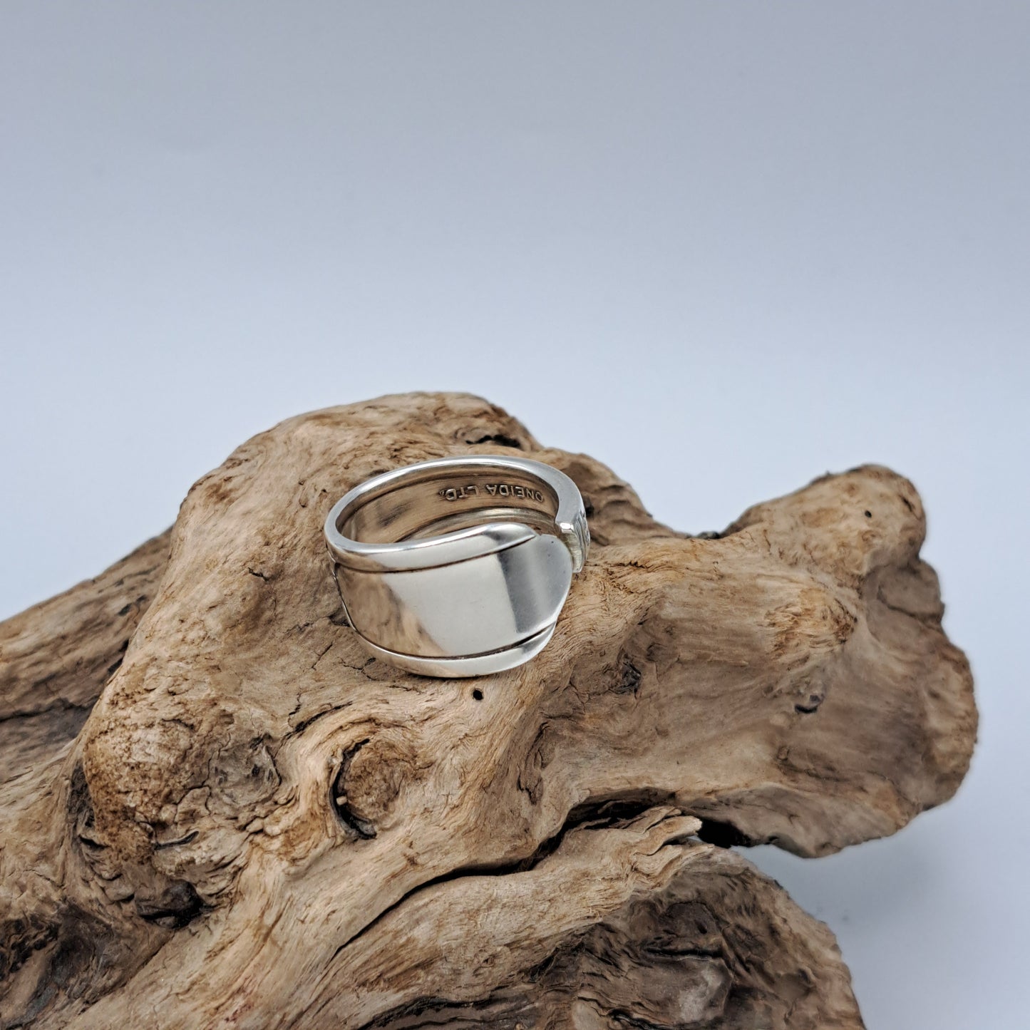 Floral 1938, Size 9.75, Vintage Silverware Ring, Spoon Ring