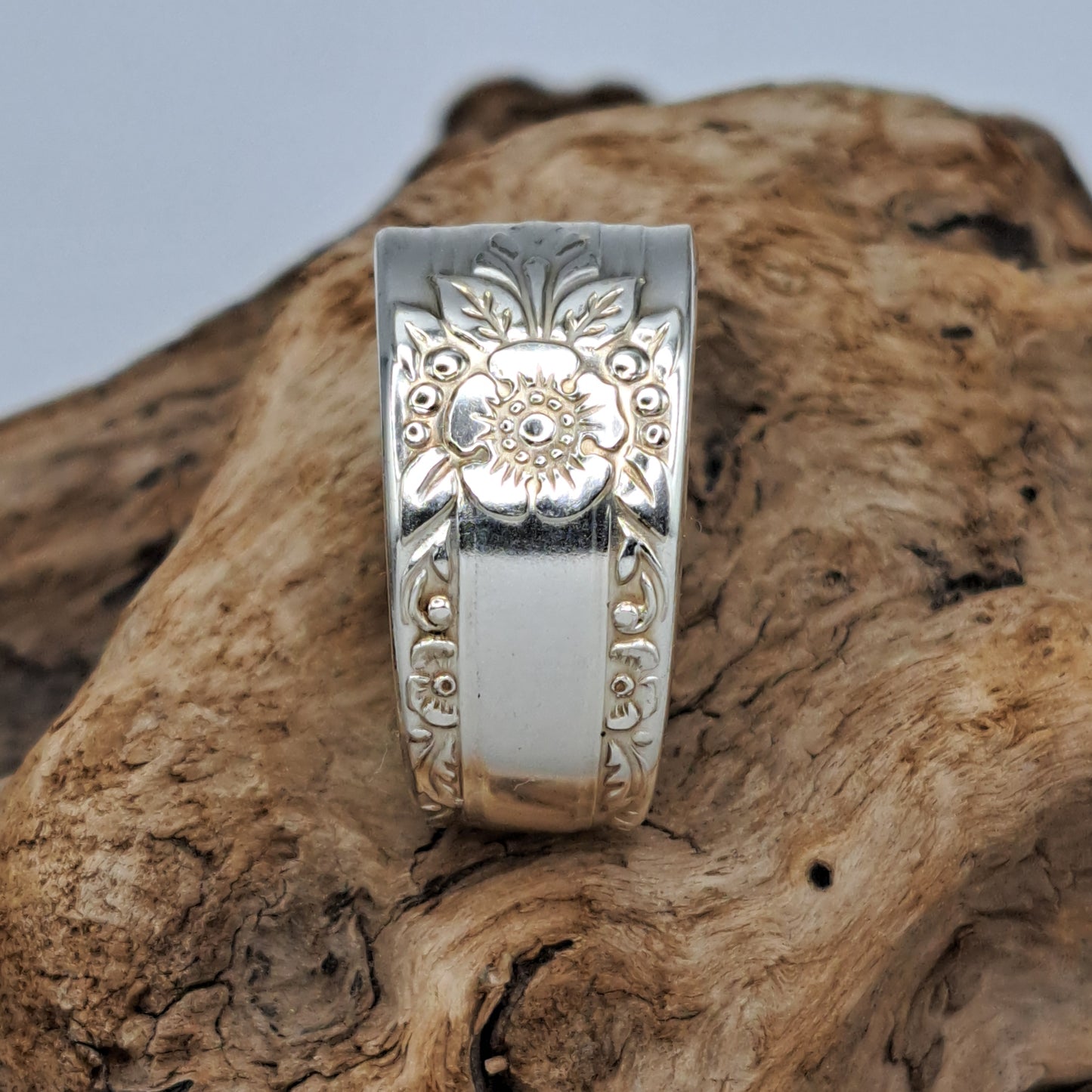 La Rose 1938, Size 9.75, Vintage Silverware Ring, Spoon Ring