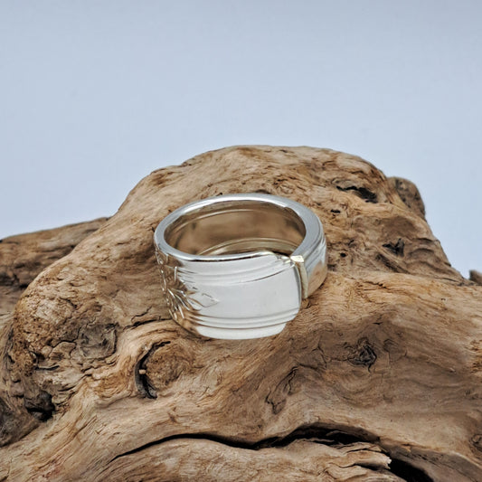La Rose 1938, Size 9.75, Vintage Silverware Ring, Spoon Ring