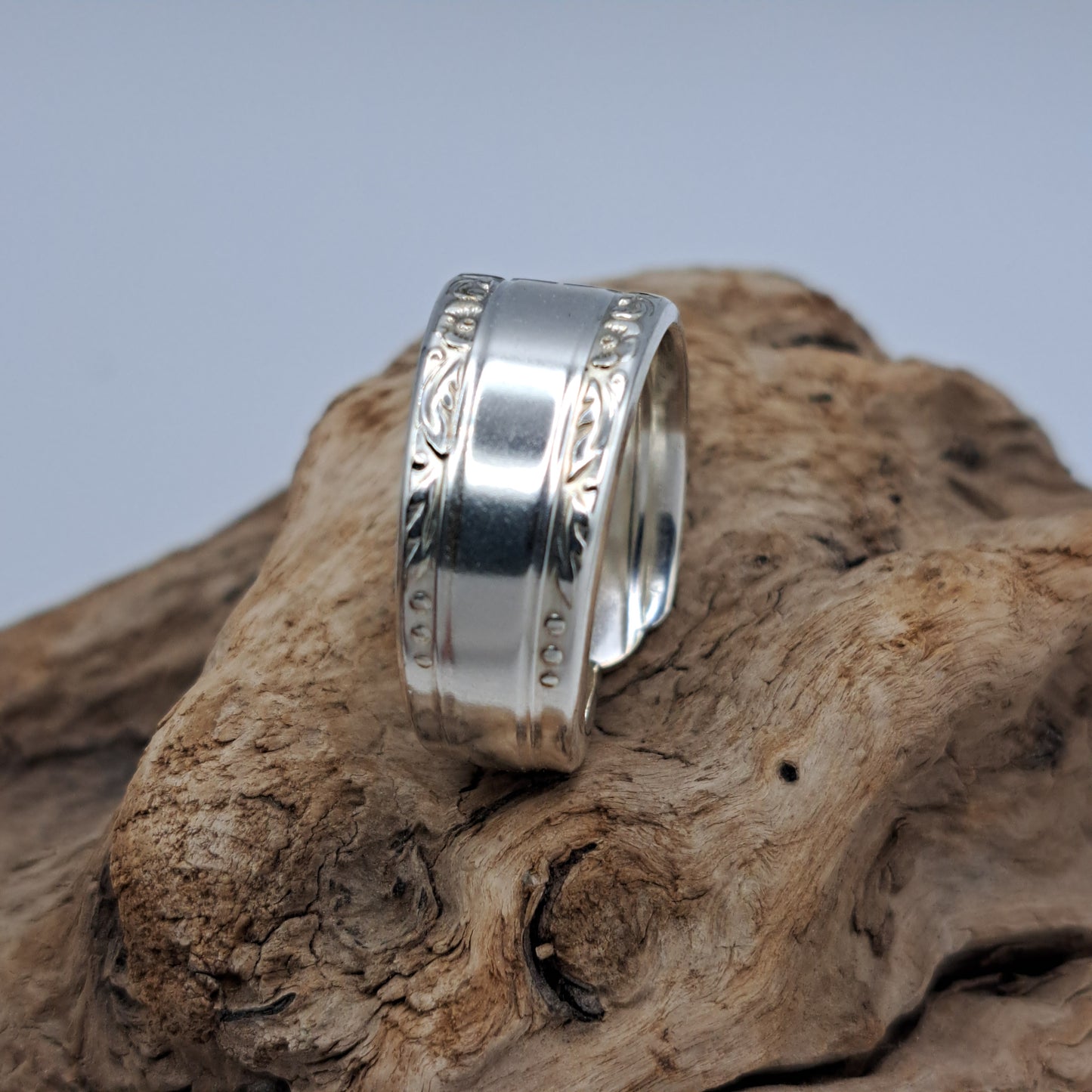 La Rose 1938, Size 9.75, Vintage Silverware Ring, Spoon Ring