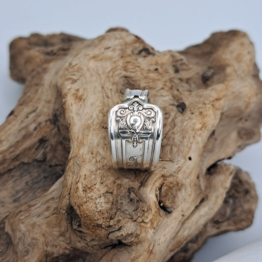 Majestic 1928, Size 6.25, Monogrammed "J", Vintage Silverware Ring, Spoon Ring