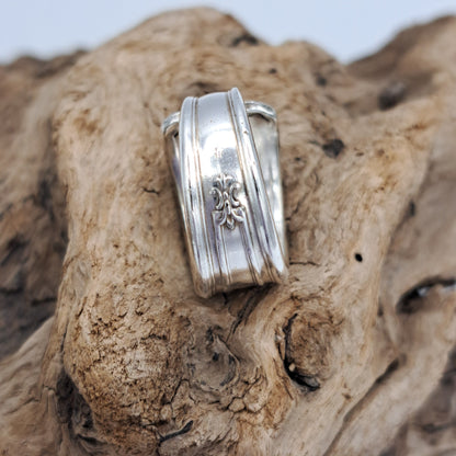 Majestic 1928, Size 6.25, Monogrammed "J", Vintage Silverware Ring, Spoon Ring