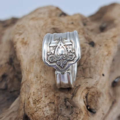 Majestic 1928, Size 6.25, Monogrammed "J", Vintage Silverware Ring, Spoon Ring