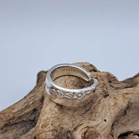 Lilac Time 1957, Size 13, Vintage Silverware Ring, Spoon Ring