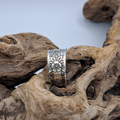 La Rose 1938, Size 10, Vintage Silverware Ring, Spoon Ring