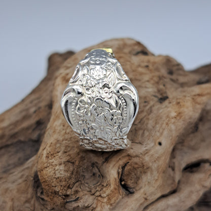 Handmade vintage spoon ring made from Silver Renaissance 1971 silverplate pattern size 12.5