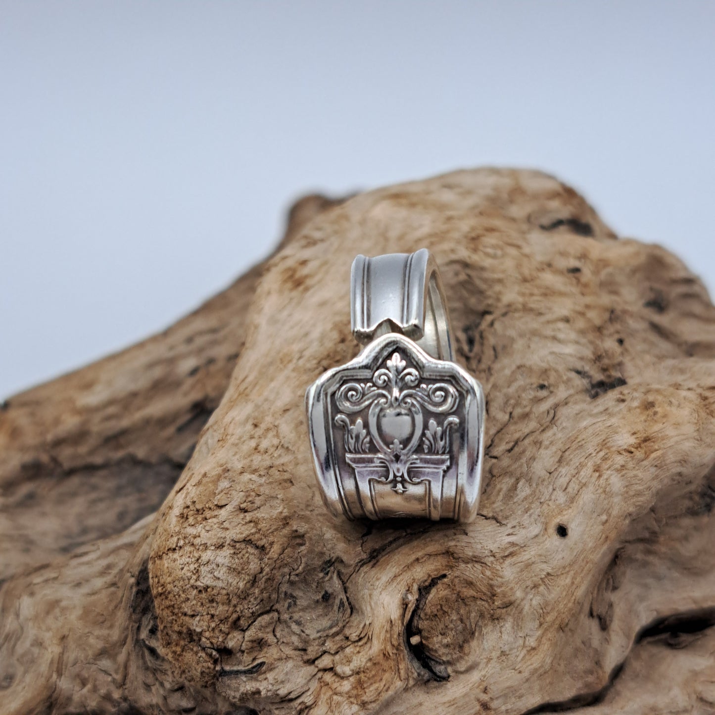 Majestic 1928, Size 7.5, Monogrammed "J", Vintage Silverware Ring, Spoon Ring