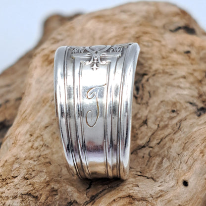Majestic 1928, Size 7.5, Monogrammed "J", Vintage Silverware Ring, Spoon Ring