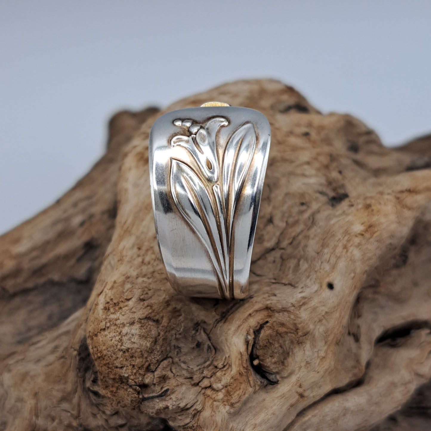 Magic Lily 1955, Size 13, Vintage Silverware Ring, Spoon Ring
