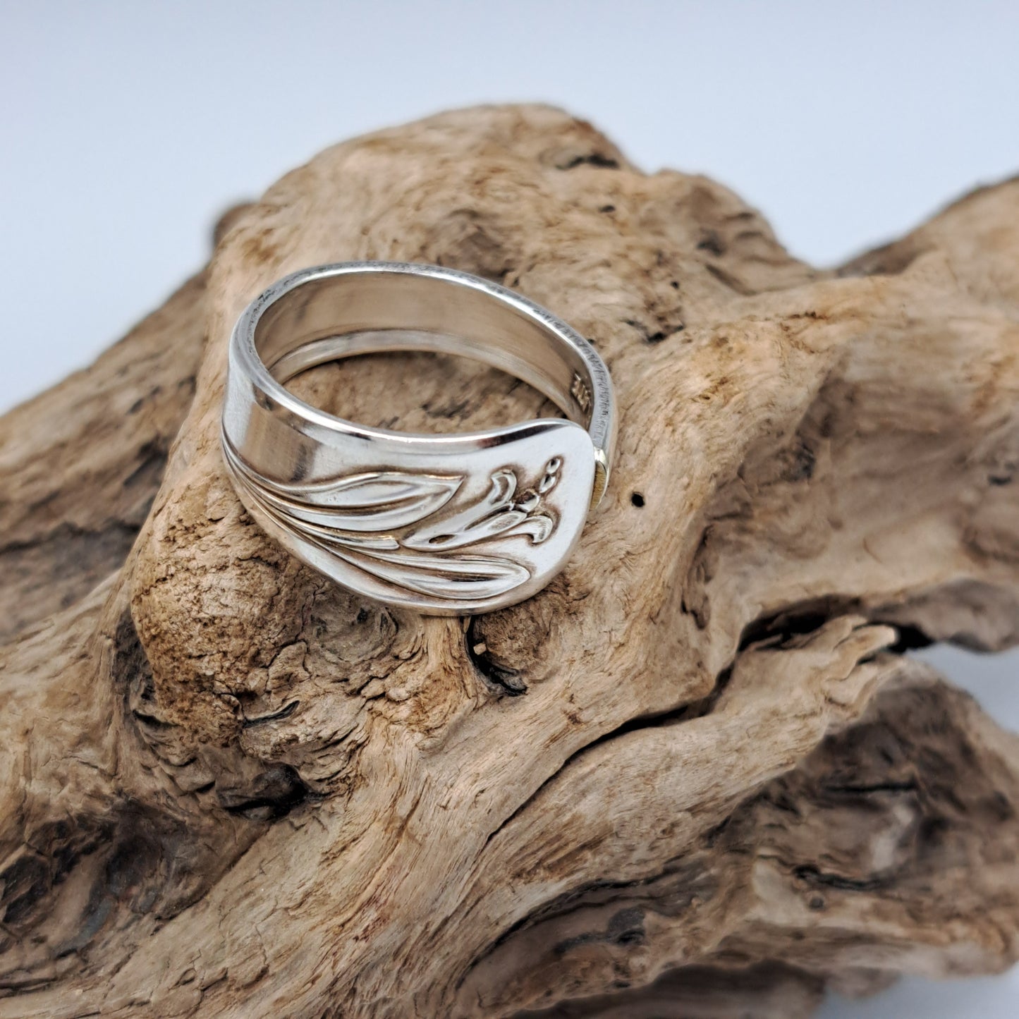 Magic Lily 1955, Size 13, Vintage Silverware Ring, Spoon Ring