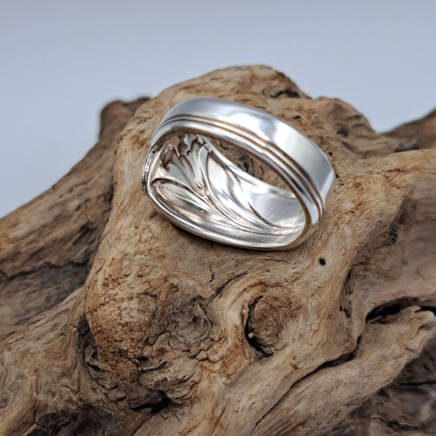 Magic Lily 1955, Size 13, Vintage Silverware Ring, Spoon Ring