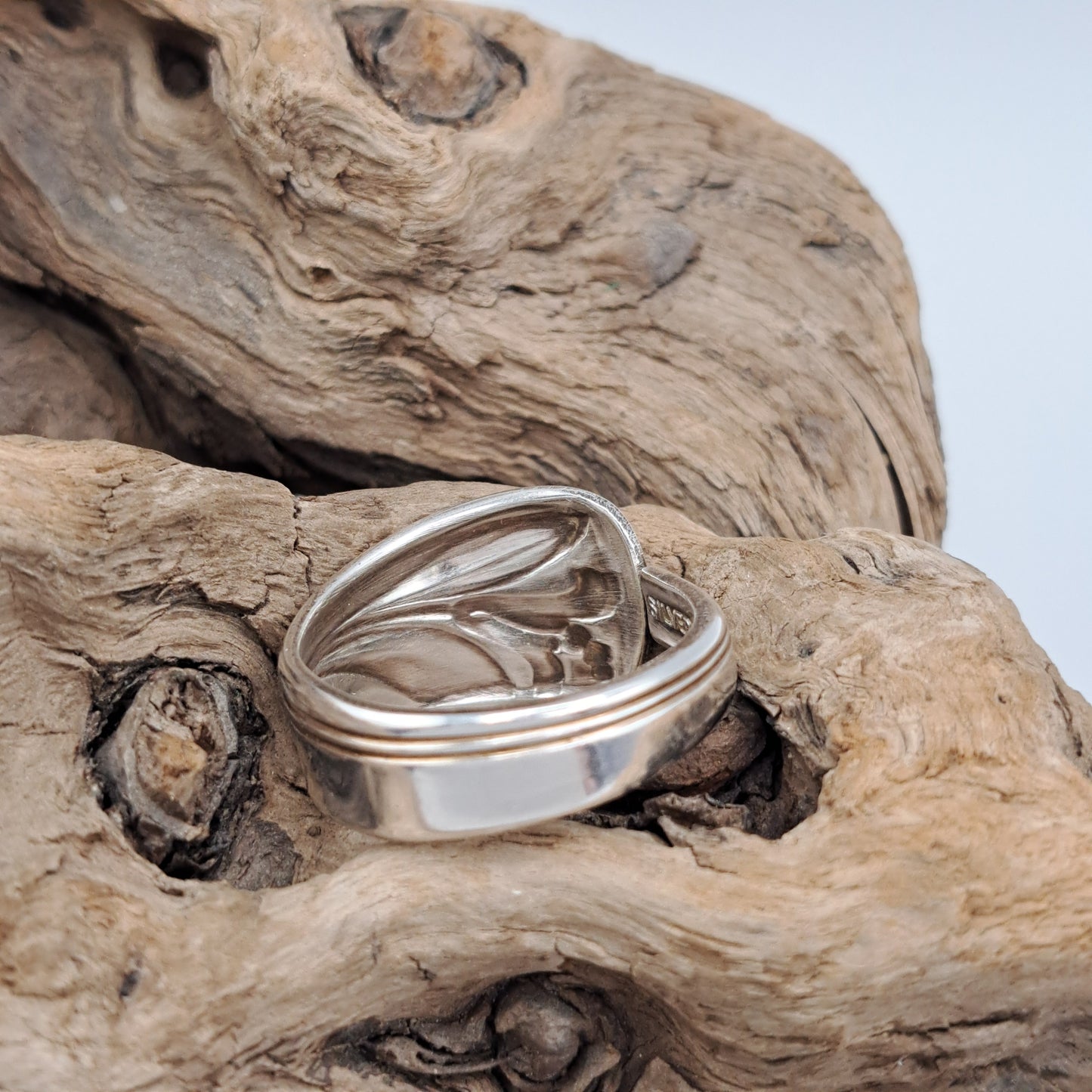 Magic Lily 1955, Size 13, Vintage Silverware Ring, Spoon Ring