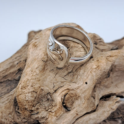 Magic Lily 1955, Size 10.25, Vintage Silverware Ring, Spoon Ring