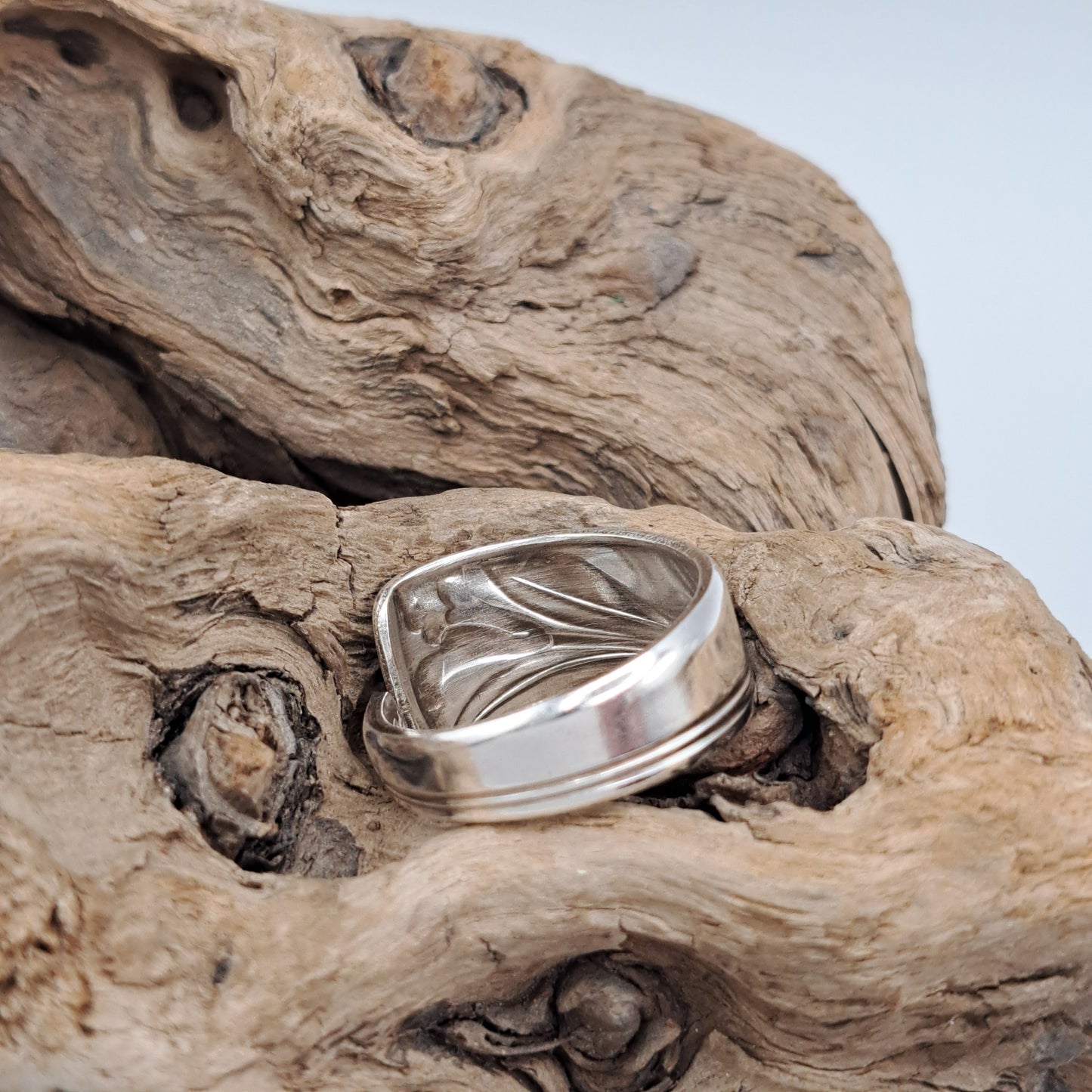 Magic Lily 1955, Size 10.25, Vintage Silverware Ring, Spoon Ring