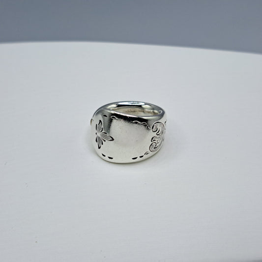 Queen Mary 1940, Size 6, Vintage Silverware Ring, Spoon Ring