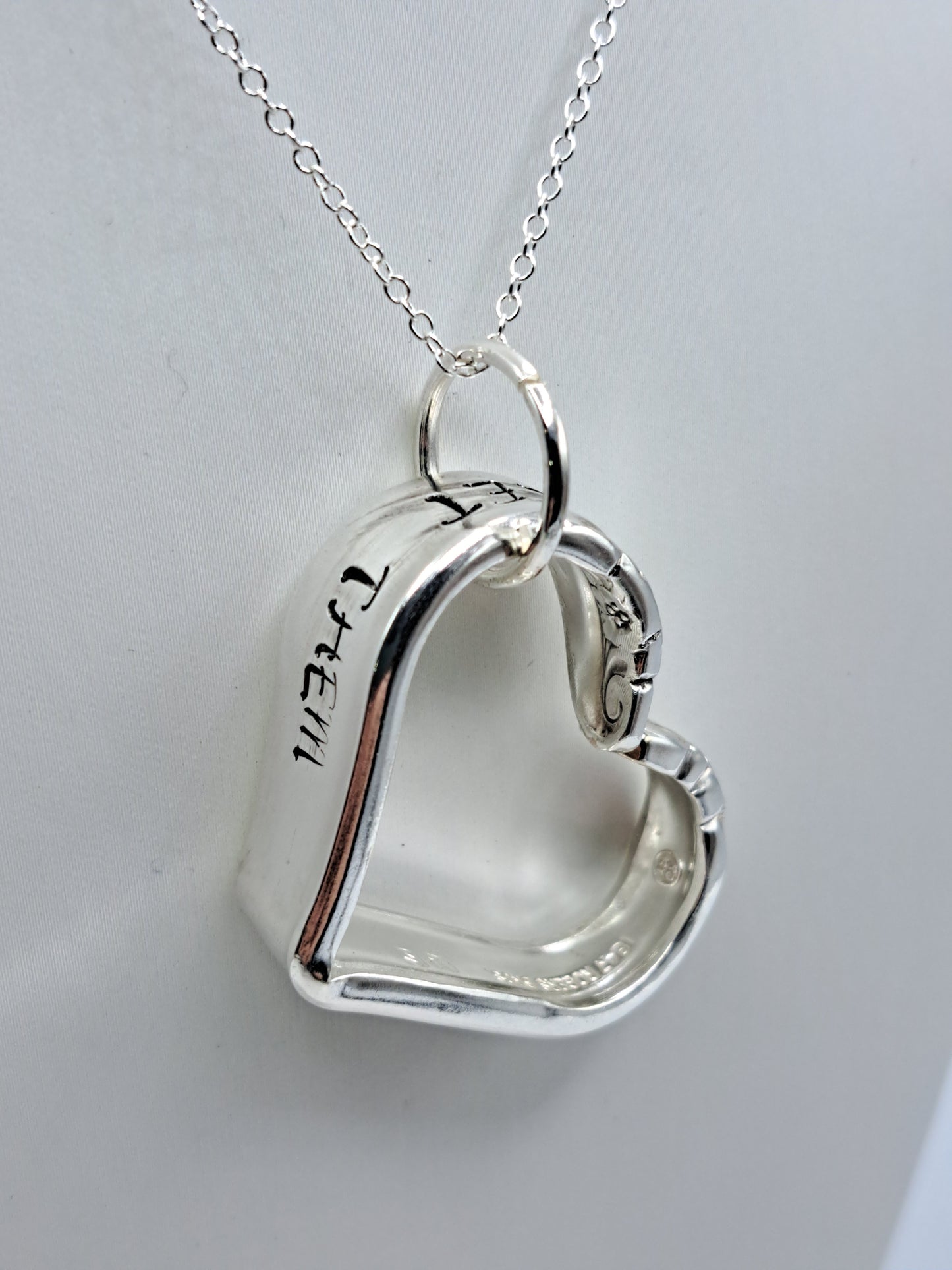 Floating Heart, "Let Them", Leilani 1961, Vintage Silverware Necklace