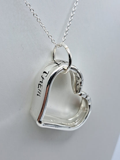 Floating Heart, "Let Them", Leilani 1961, Vintage Silverware Necklace