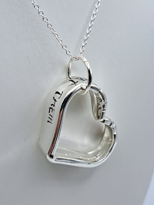 Floating Heart, "Let Them", Leilani 1961, Vintage Silverware Necklace