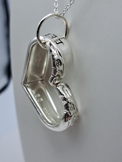 Floating Heart, "Let Them", Leilani 1961, Vintage Silverware Necklace