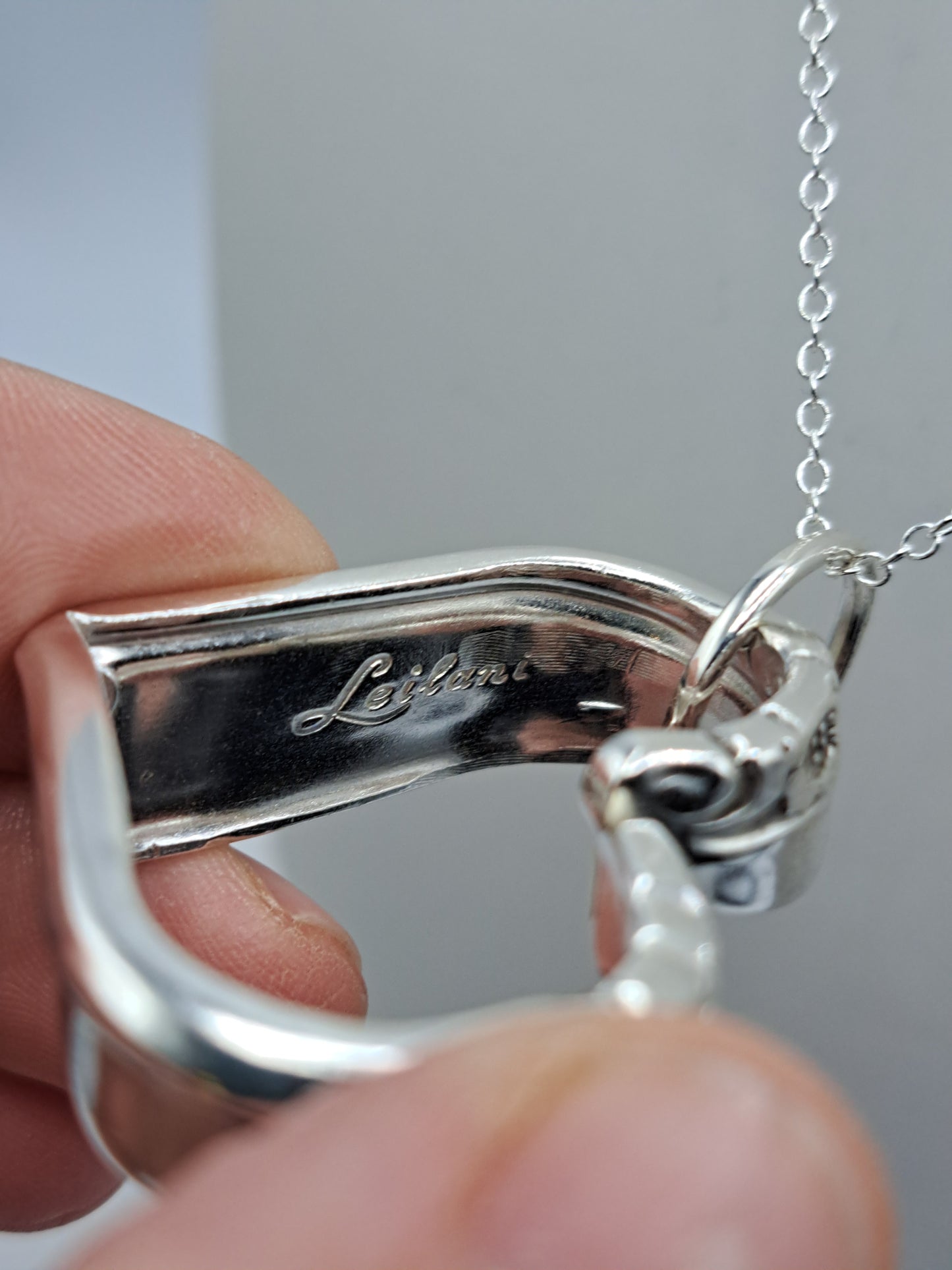 Floating Heart, "Let Them", Leilani 1961, Vintage Silverware Necklace