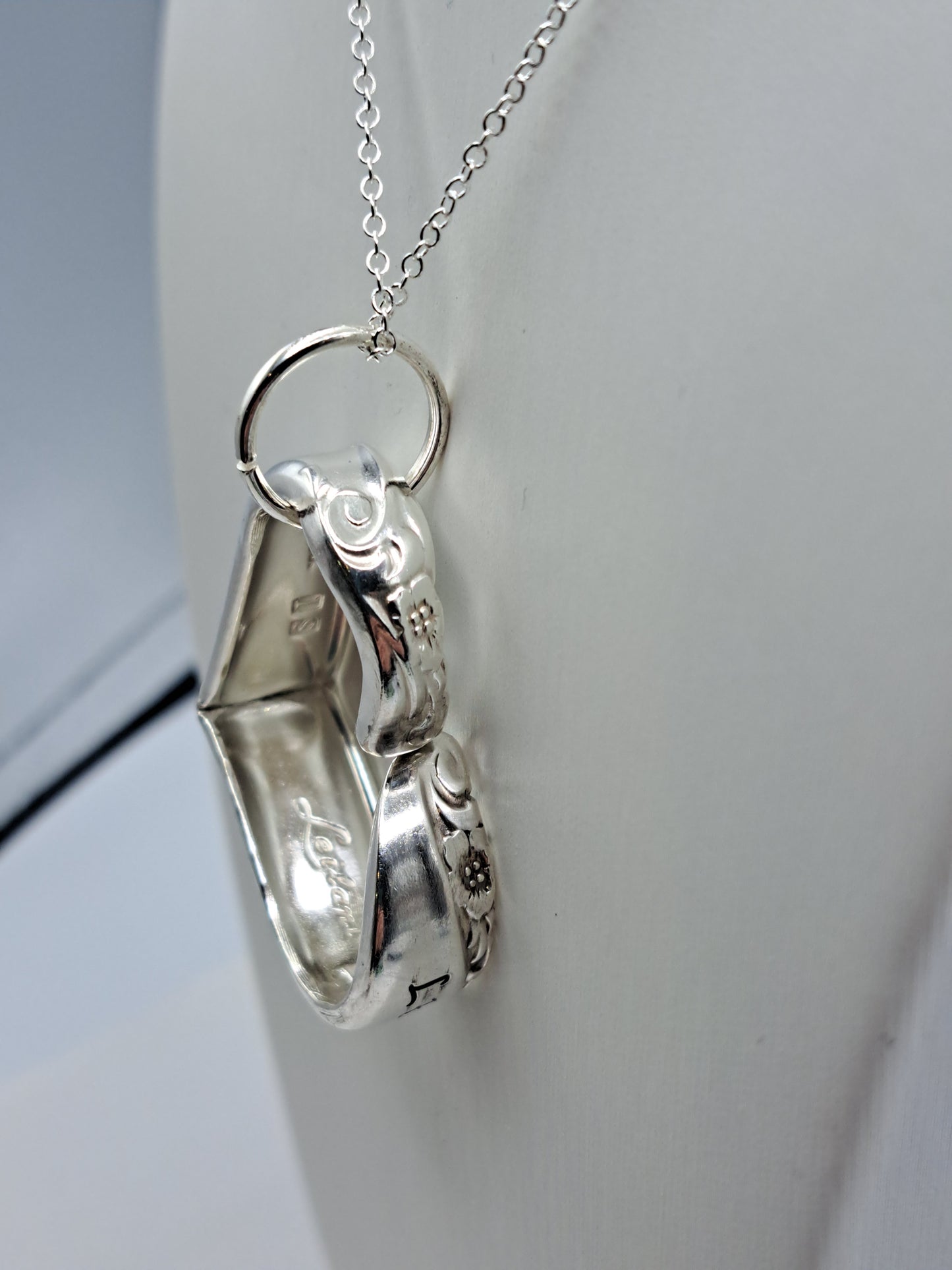 Floating Heart, "Let Them", Leilani 1961, Vintage Silverware Necklace